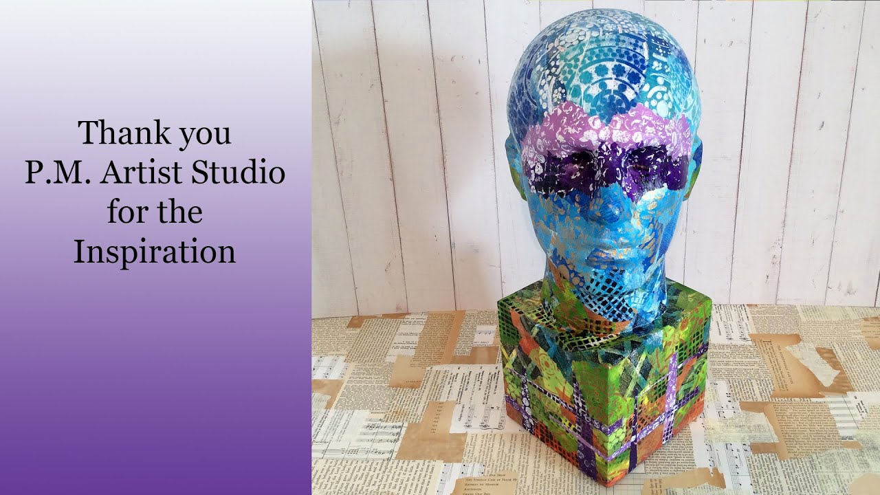Collage Styrofoam Head project, Part 3 the end