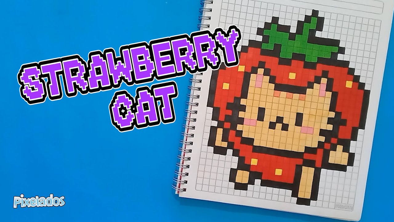COMO DIBUJAR A STRAWBERRY CAT paso a paso en PIXEL ART - PIXELADOS