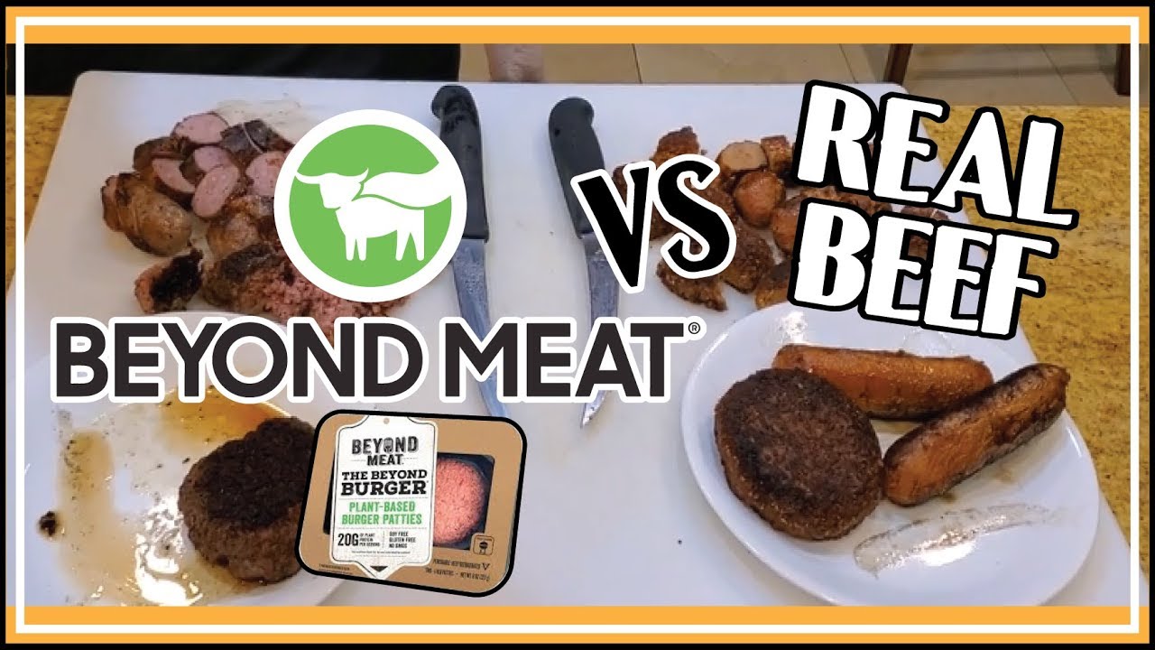 Beyond Meat Vegan Burger Sausage vs. REAL Meat Taste Test by Harry Soo SlapYoDaddyBBQ.com