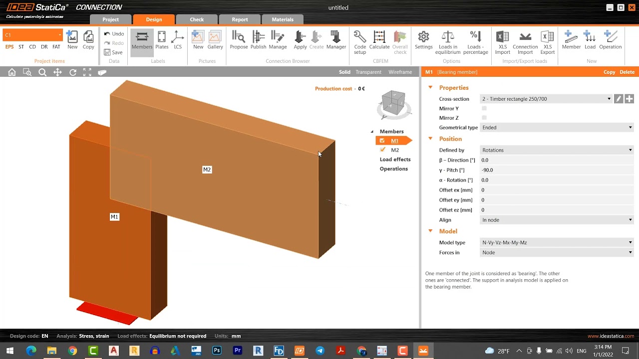 Timber connection design IDEA StatiCa 21.1
