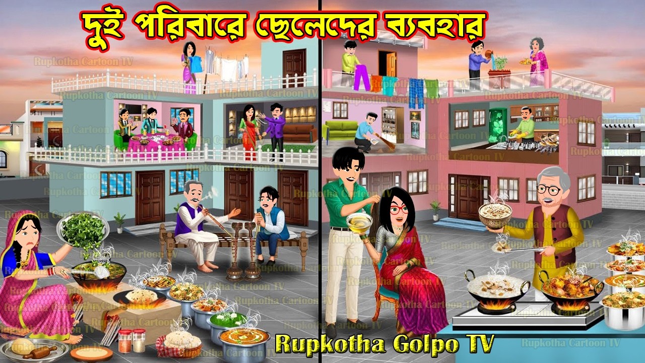 দুই পরিবারে ছেলেদের ব্যবহার Dui Poribare Cheleder Bebohar | Bangla Cartoon | Rupkotha Golpo TV