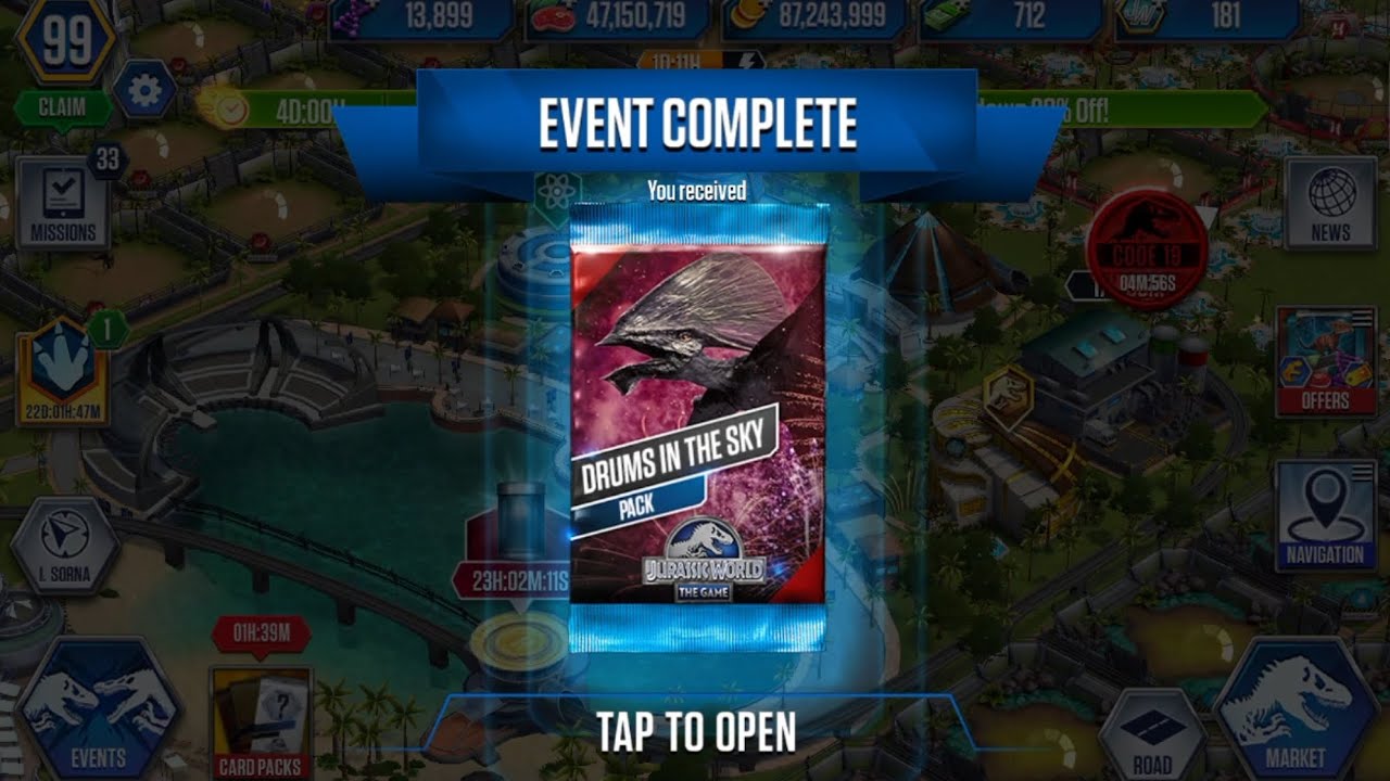 DRUMS IN THE SKY PACK - Jurassic World The Game (EP-1057)