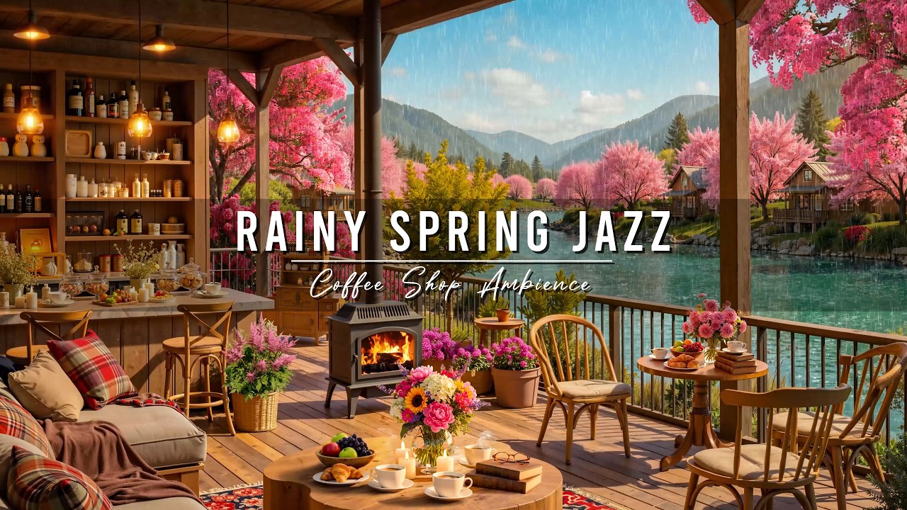 Rainy Spring Jazz 🌸 Cozy Coffee Shop Ambience with Smooth Jazz Instrumental Music for Relaxing, Work