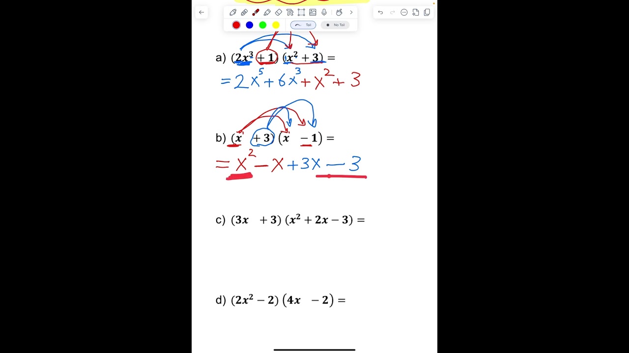 تمارين على ضرب كثيرات الحدود