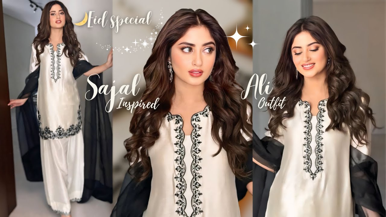 Sajal Ali inspired outfit/ Farshi salwar suit cutting and stitching/ Eid special dress designing