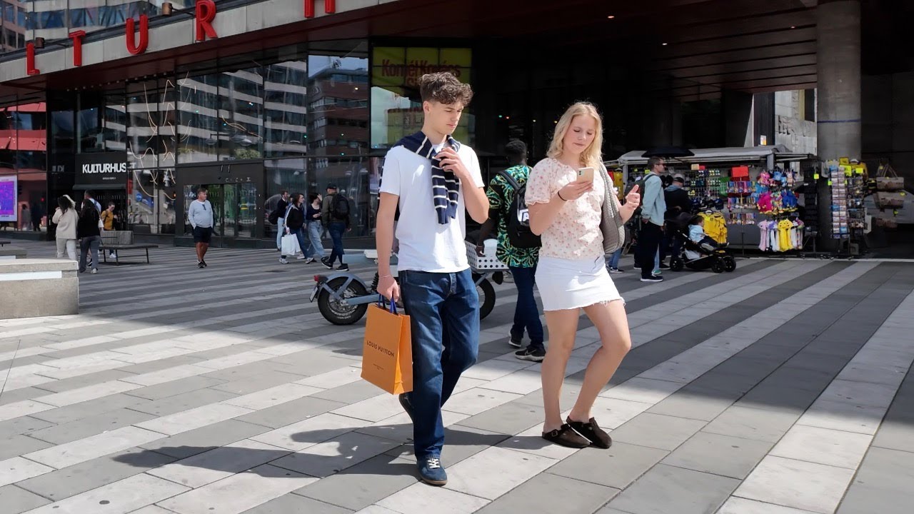 Stockholm, Sweden - | Crowded Stockholm City in July | Cloudy Day