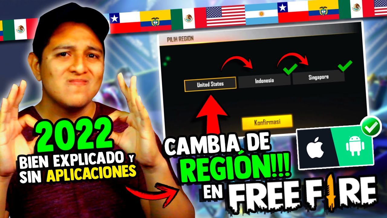 Como CAMBIAR de REGIÓN en FREE FIRE 2022 fácil y rápido | Indonesia, Brasil, Sudamérica, EEUU - dp