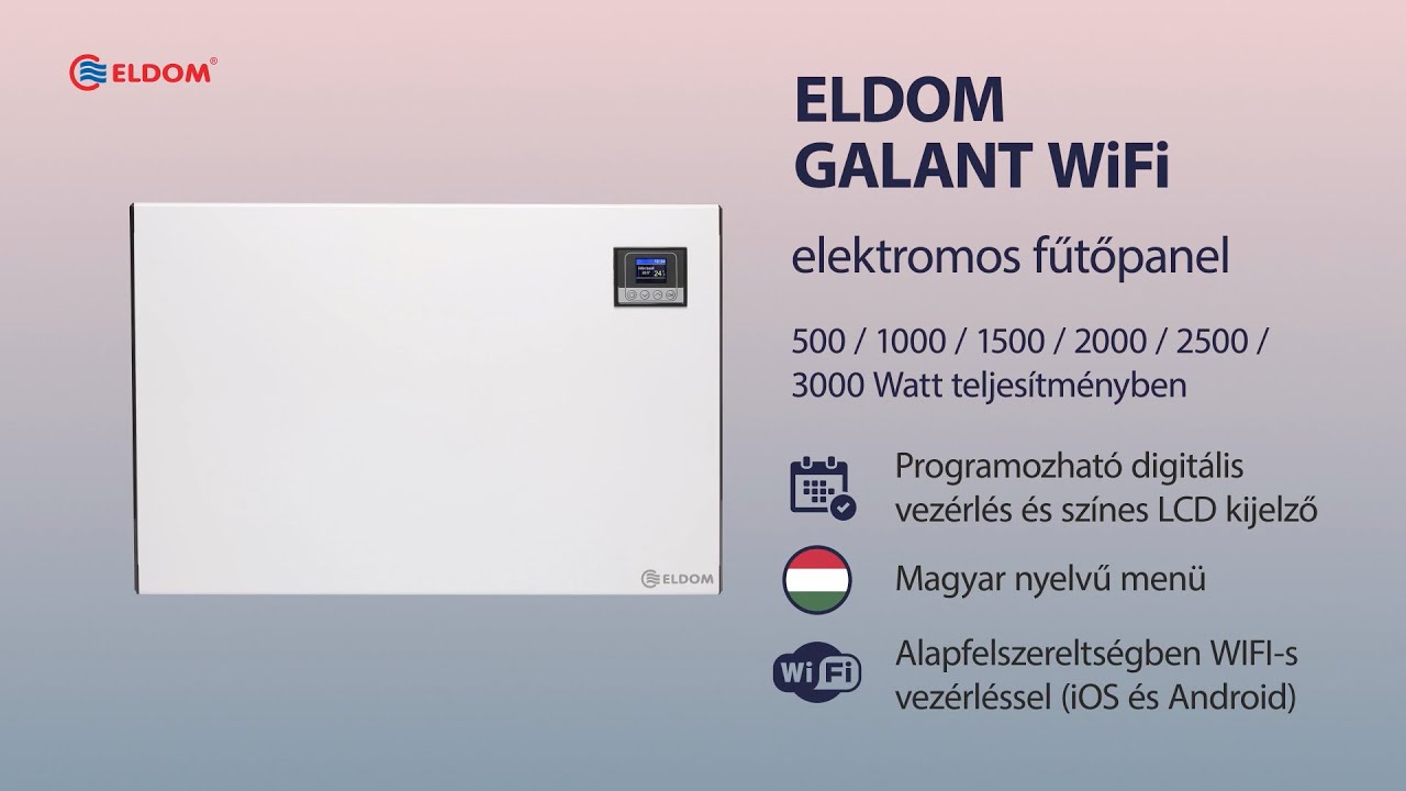 ELDOM Galant WiFi elektromos fűtőpanelek programozható vezérléssel