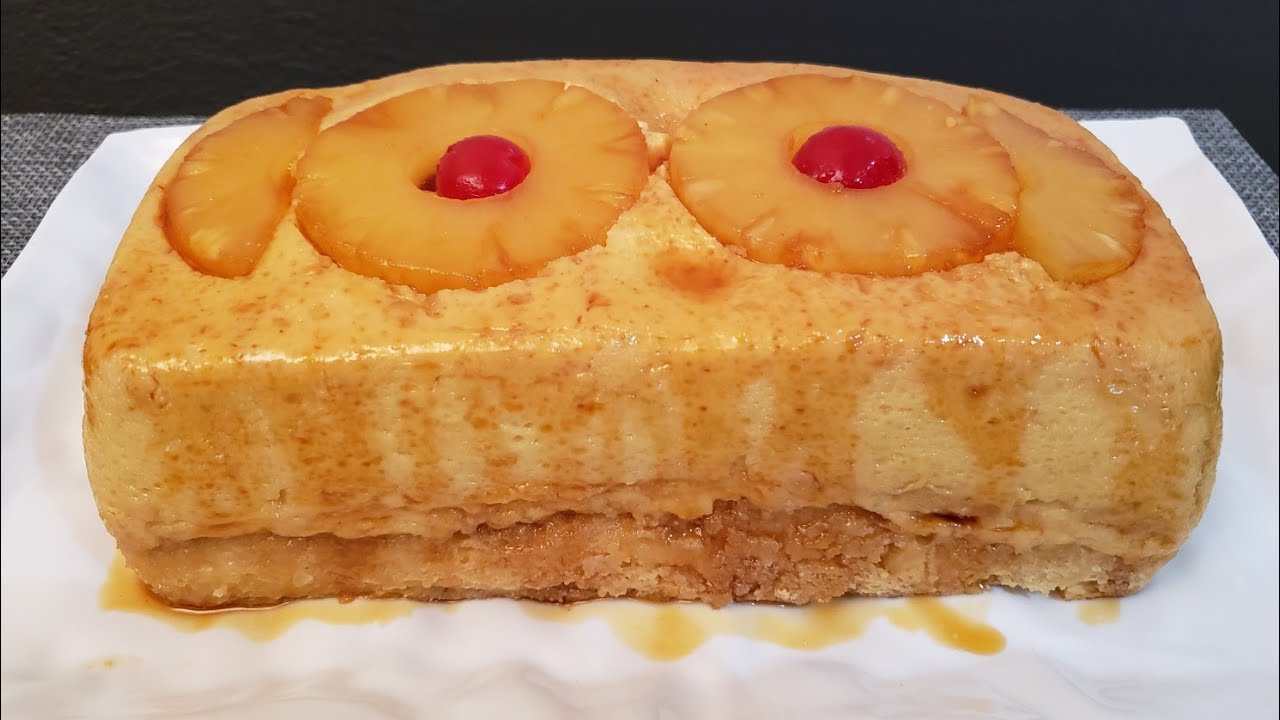 VOLTEADO DE PIÑA Y FLAN 🍍🍮/ pastel imposible de piña!! 2 postres en 1 facil y delicioso 😋