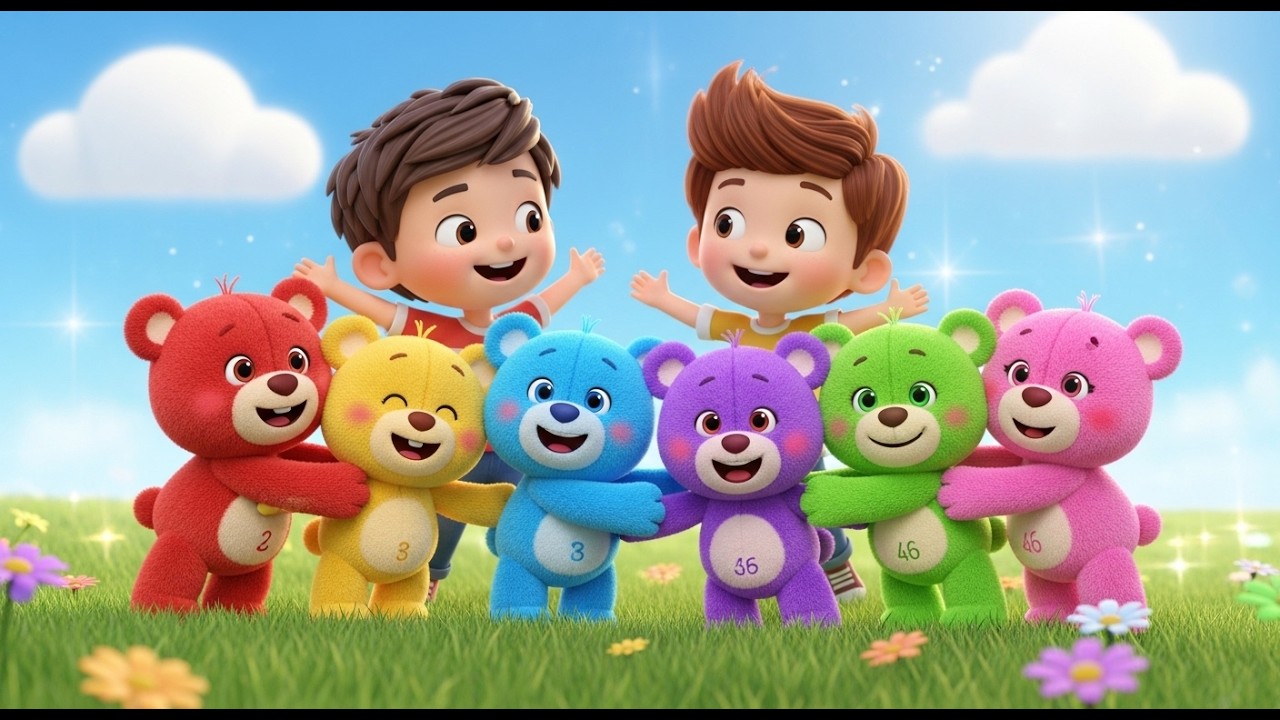 Zes Kleine Knuffelberen Knuffelen Elkaar | Lief Slaapliedje & Dierengeluiden