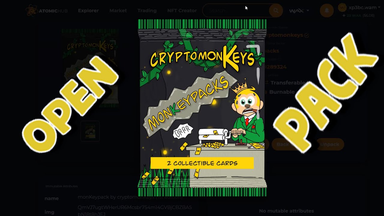 CryptomonKeys Open pack Monkey packs 1st edition