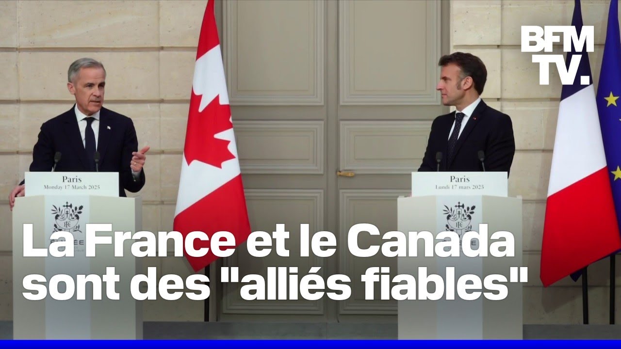 Les allocutions d'Emmanuel Macron et du nouveau Premier ministre canadien Mark Carney en intégralité