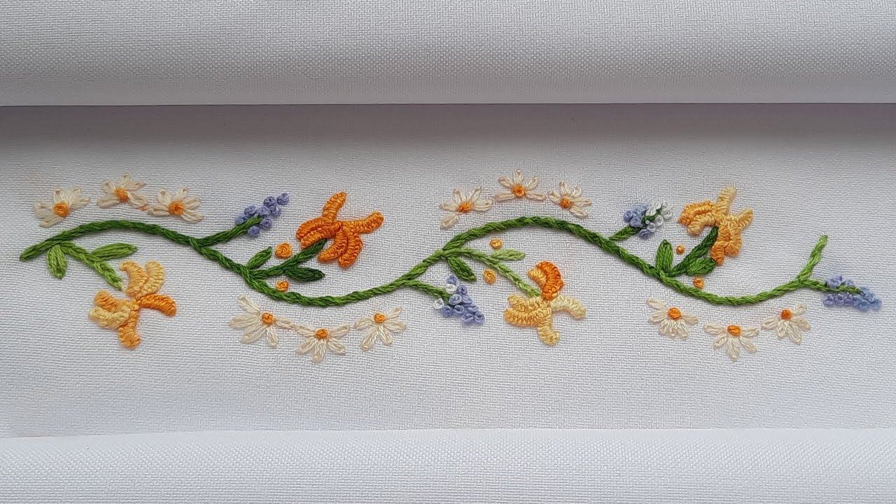 Iris Flower Border Embroidery: The perfect stitch for the perfect border
