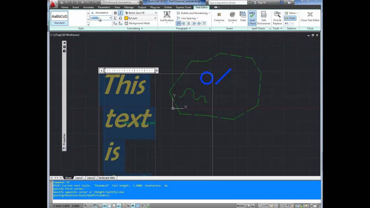 Autocad Tutorial; Basics Pt8 Add Text Using MText