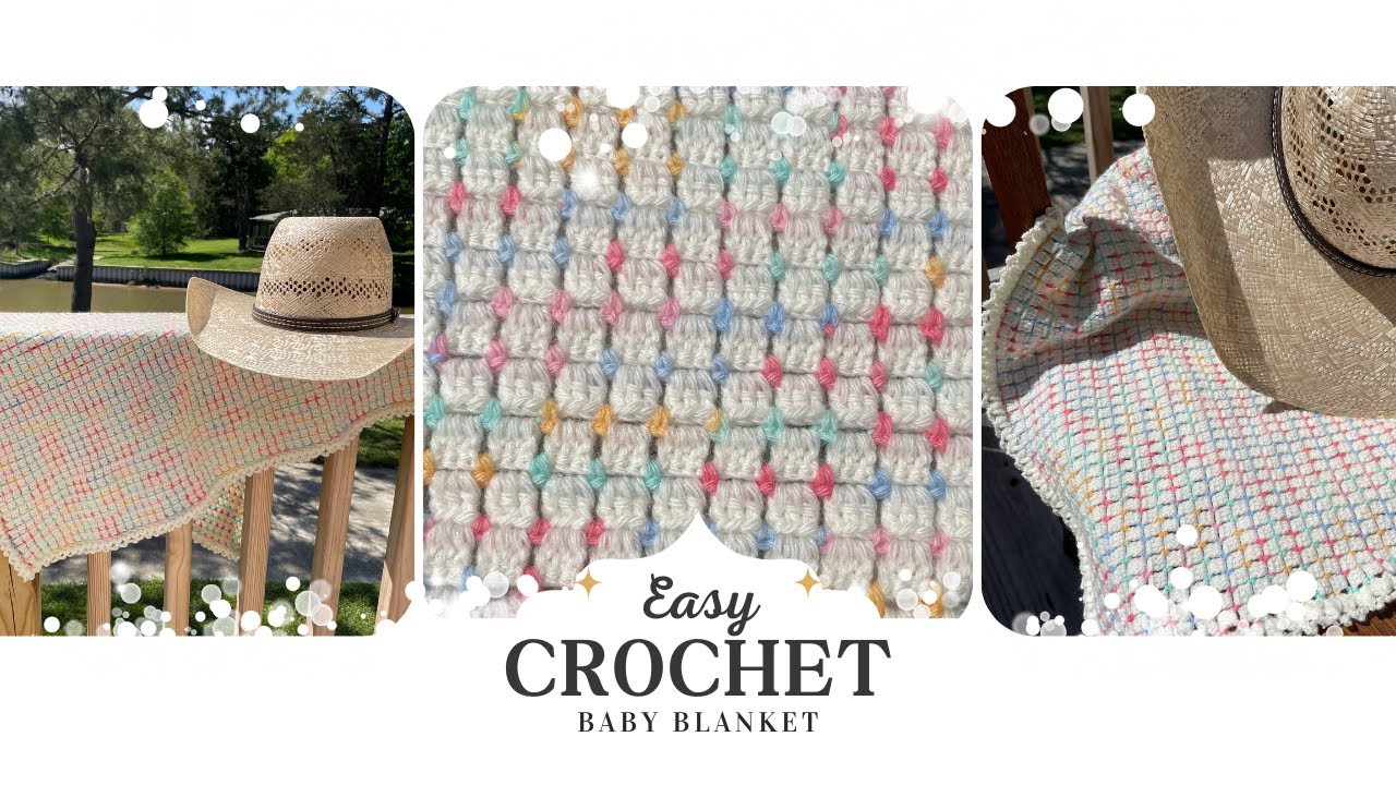 簡単かぎ針編みの可愛い～ベビーブランケット (70cm角)の編み方　So Cute Easy Crochet Baby Blanket(28in square)