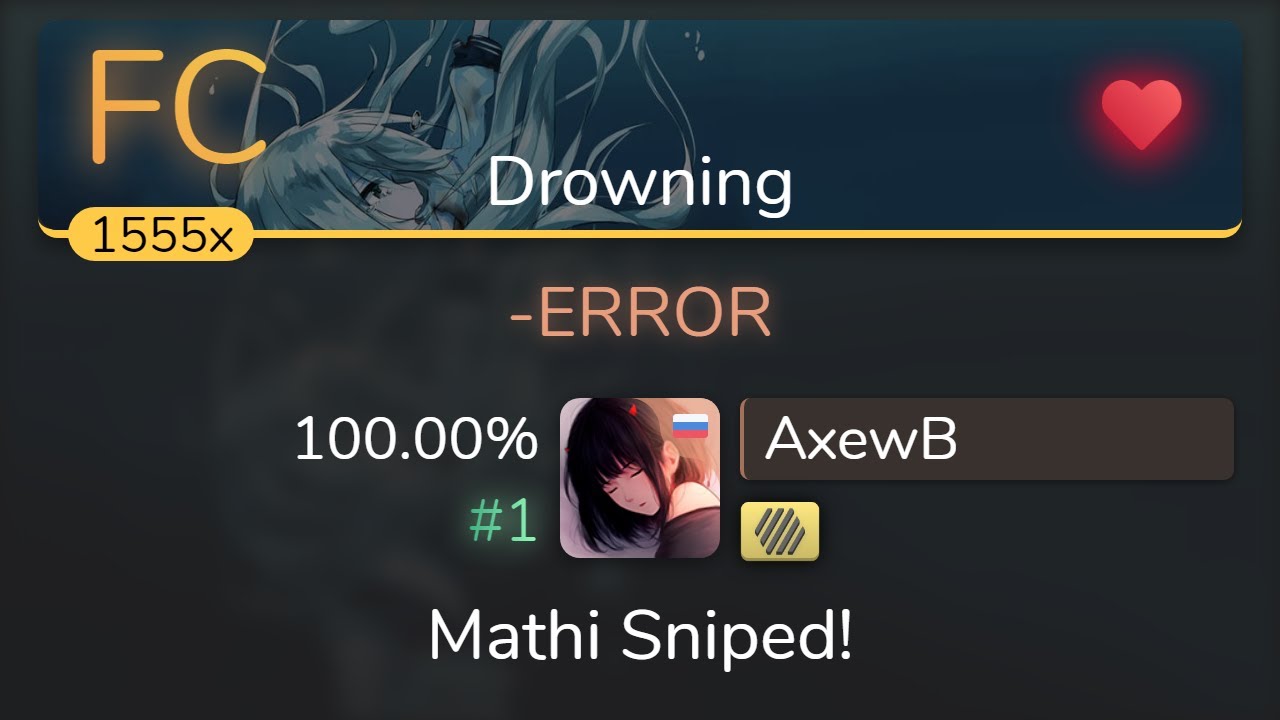 [7.46⭐] AxewB | Aimiya Zero - -ERROR [Drowning] +HD 100.00% {#1 💖 FC} - osu!