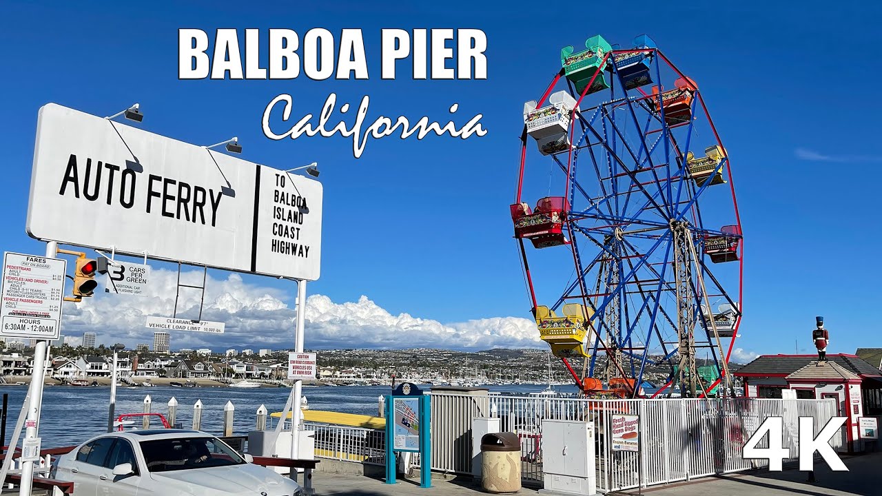 Balboa Pier, Balboa Island, Newport Beach, Orange County, California USA - 2021 Travel Walk Tour -4K