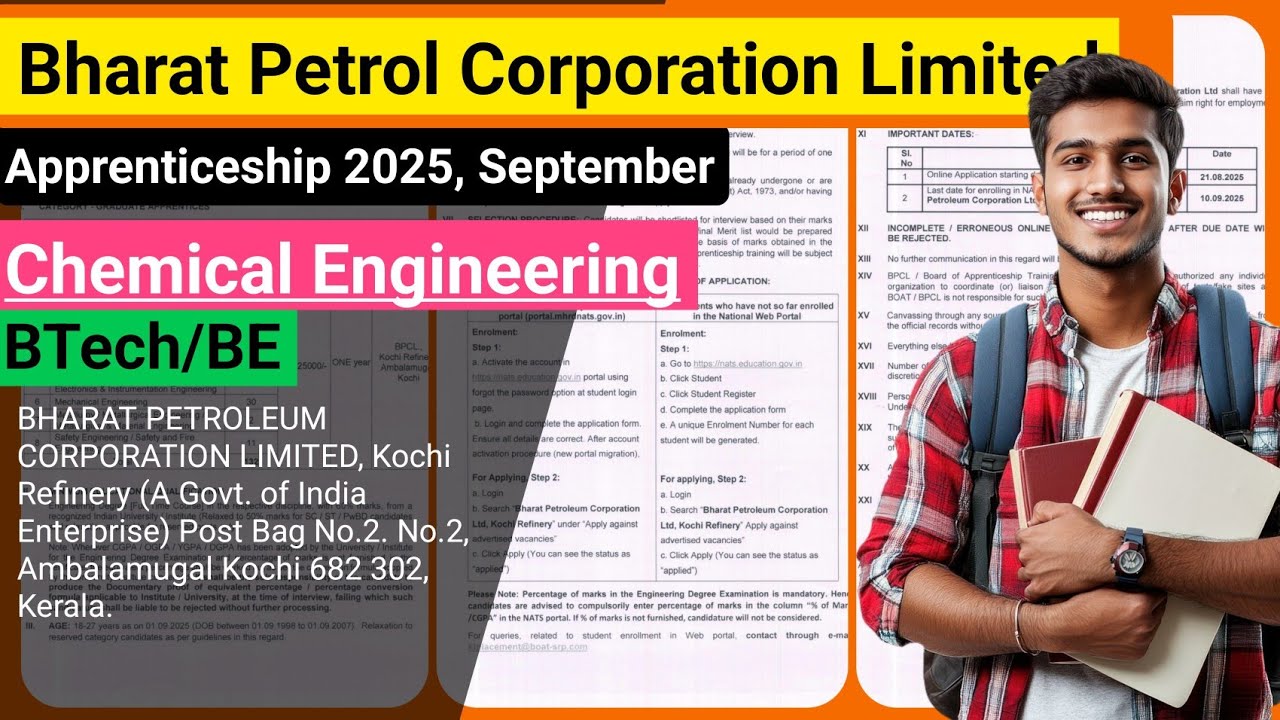 BPCL Recruitment 2025 September | Chemical Engineering Graduate Apprentice 