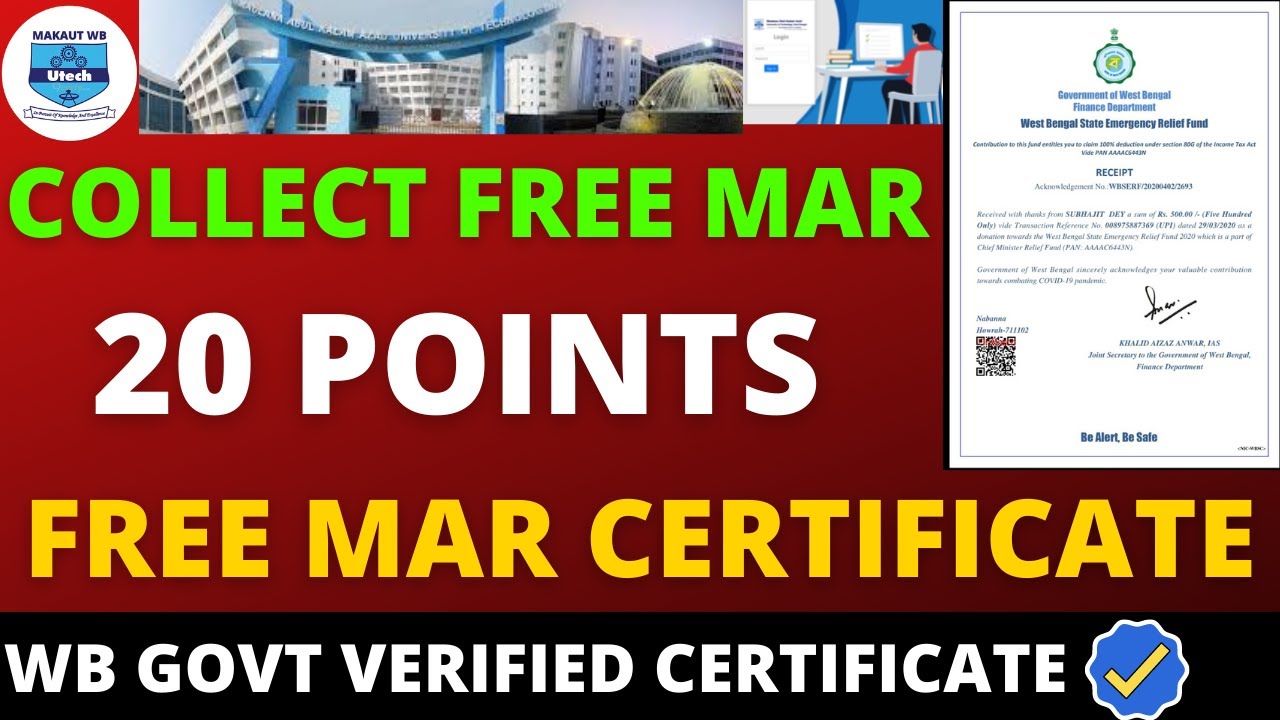 MAKAUT :   Free 20 MAR Points  |  Free Makaut MAR Certificate