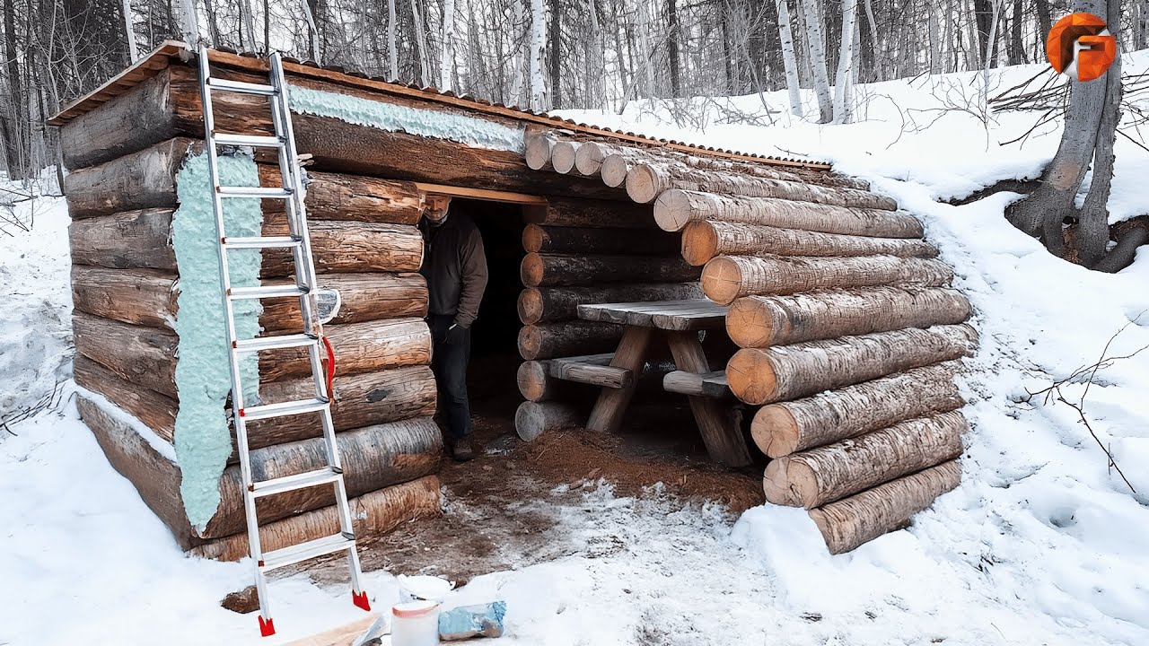 Building Underground Heated Cabin in the Forest | Start to Finish by @Woodys