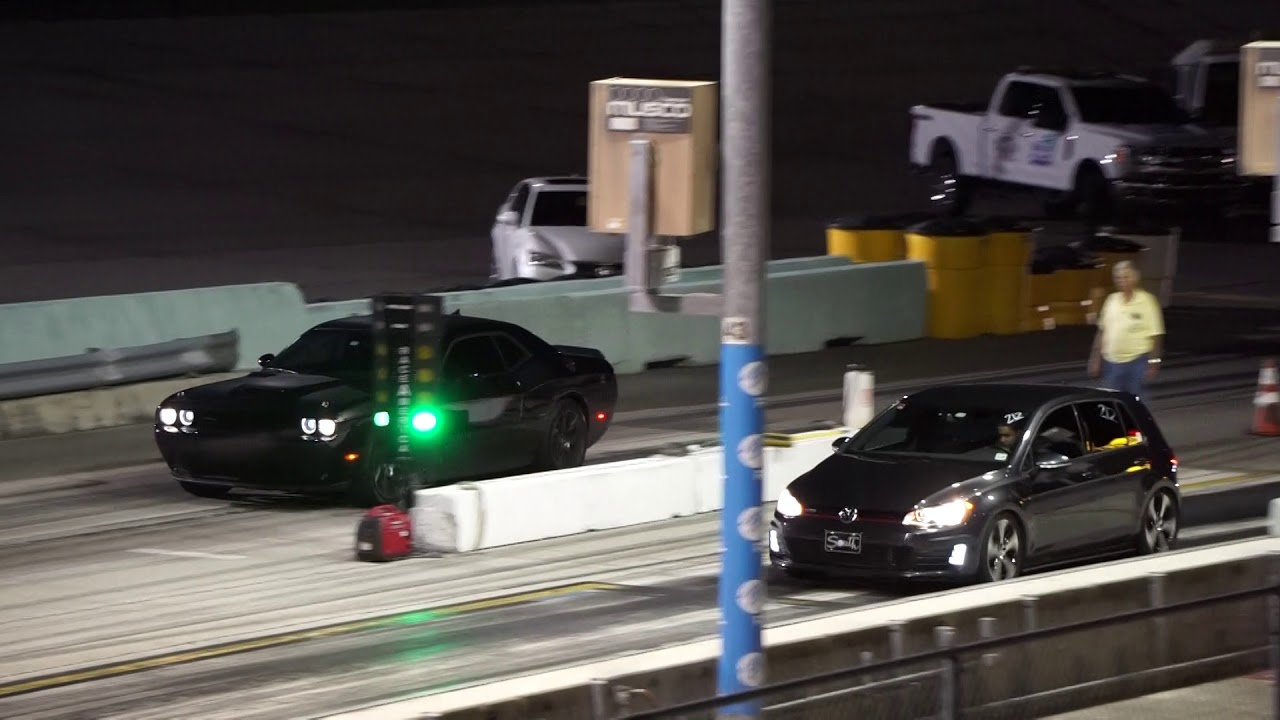 DRAG RACE!! BRUTAL APR MK7 GTI destroys 2018 Challenger T/A Plus v8