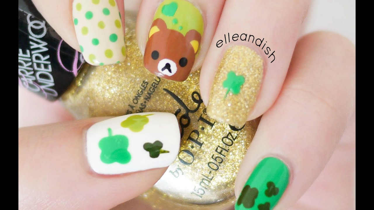St. Patrick's Day Rilakkuma Nails