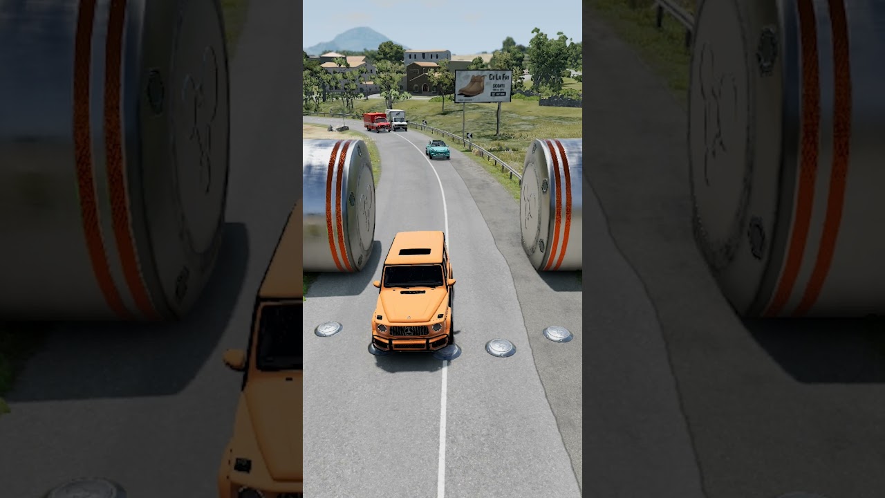 Cars & Vans vs Hydraulic Bollard Crash BeamNG.drive #shorts #kidsgamertech #beamngdrive