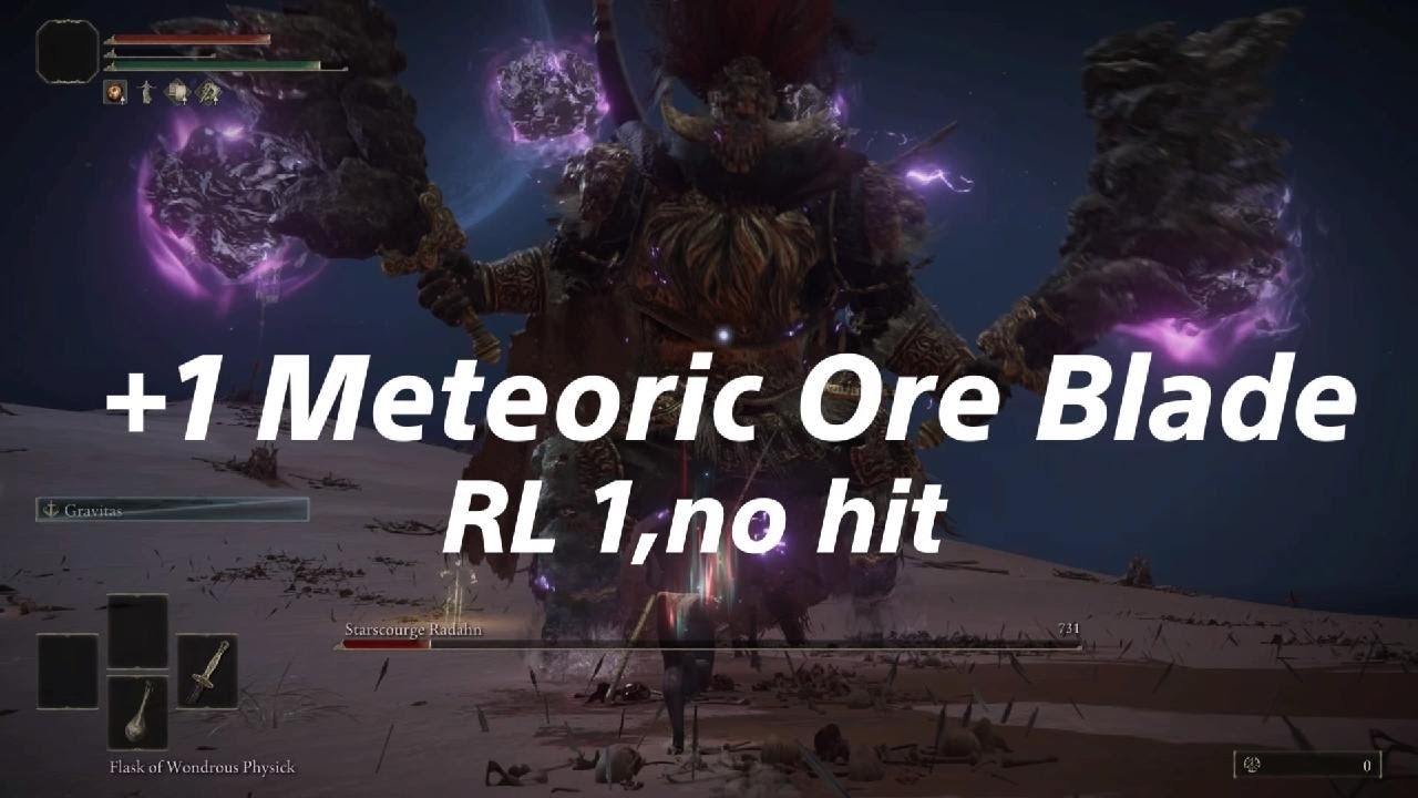 RL1 Starscourge Radahn with +1 Meteoric Ore Blade, no hit, only 1 talisman