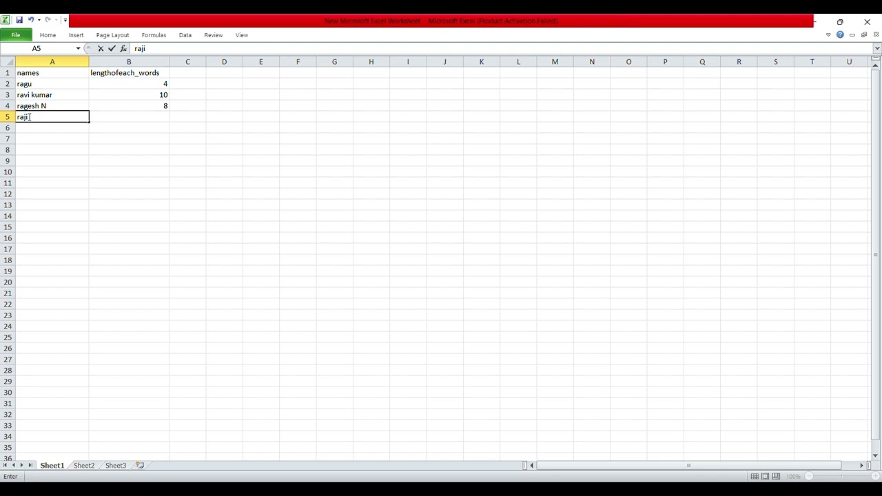 Ms excel video19 - how to find the number of letters a word has in an excel file?