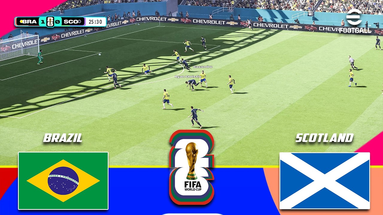 ⚡Brazil vs. Scotland - World Cup 2026 | Full Match | Simulation PES 🔥