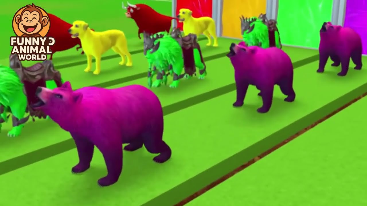 Long Slide Animal Challenge 3D | Funny Cow & Tiger Sliding Fun!