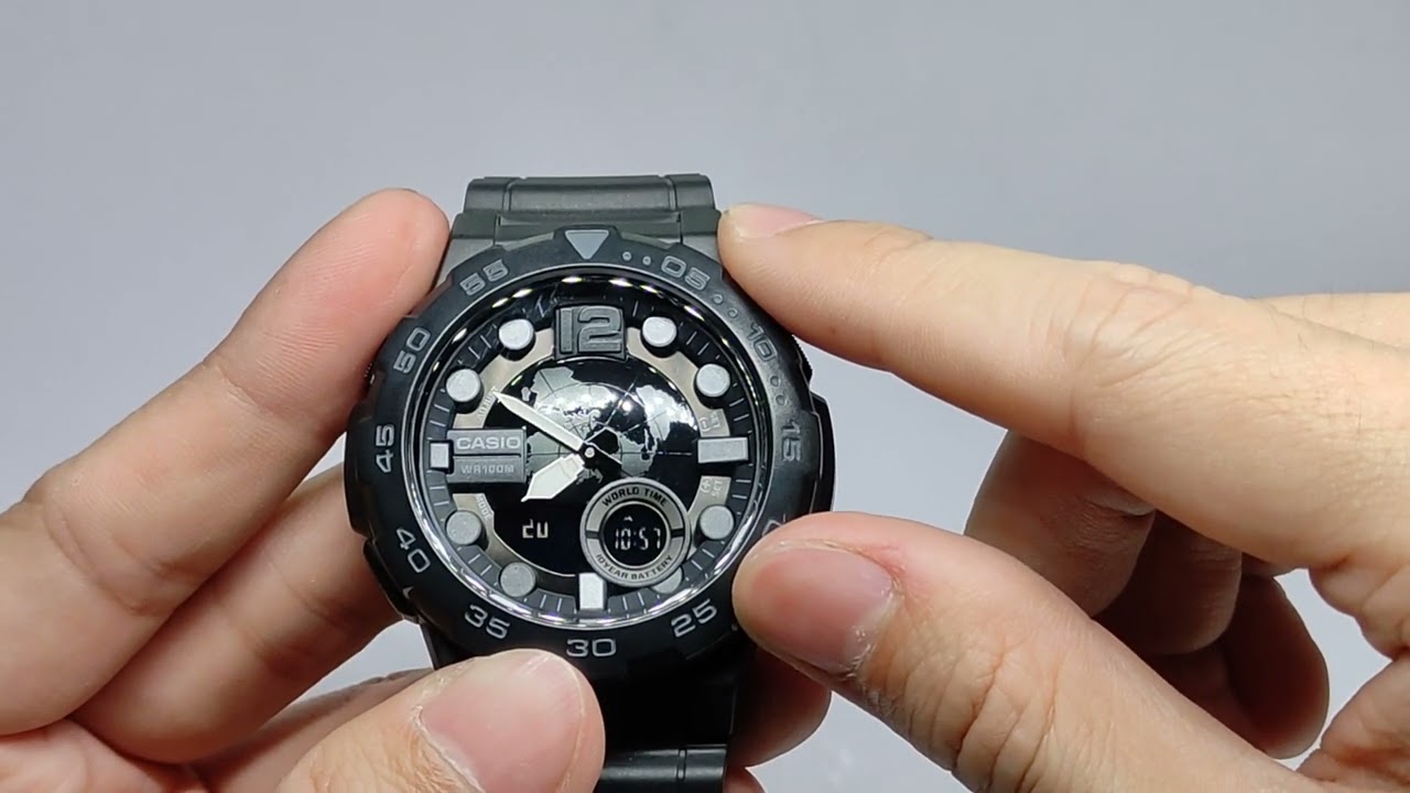 Cara Setting Analog Casio Standard AEQ-100W-1B | AEQ-100W-1A