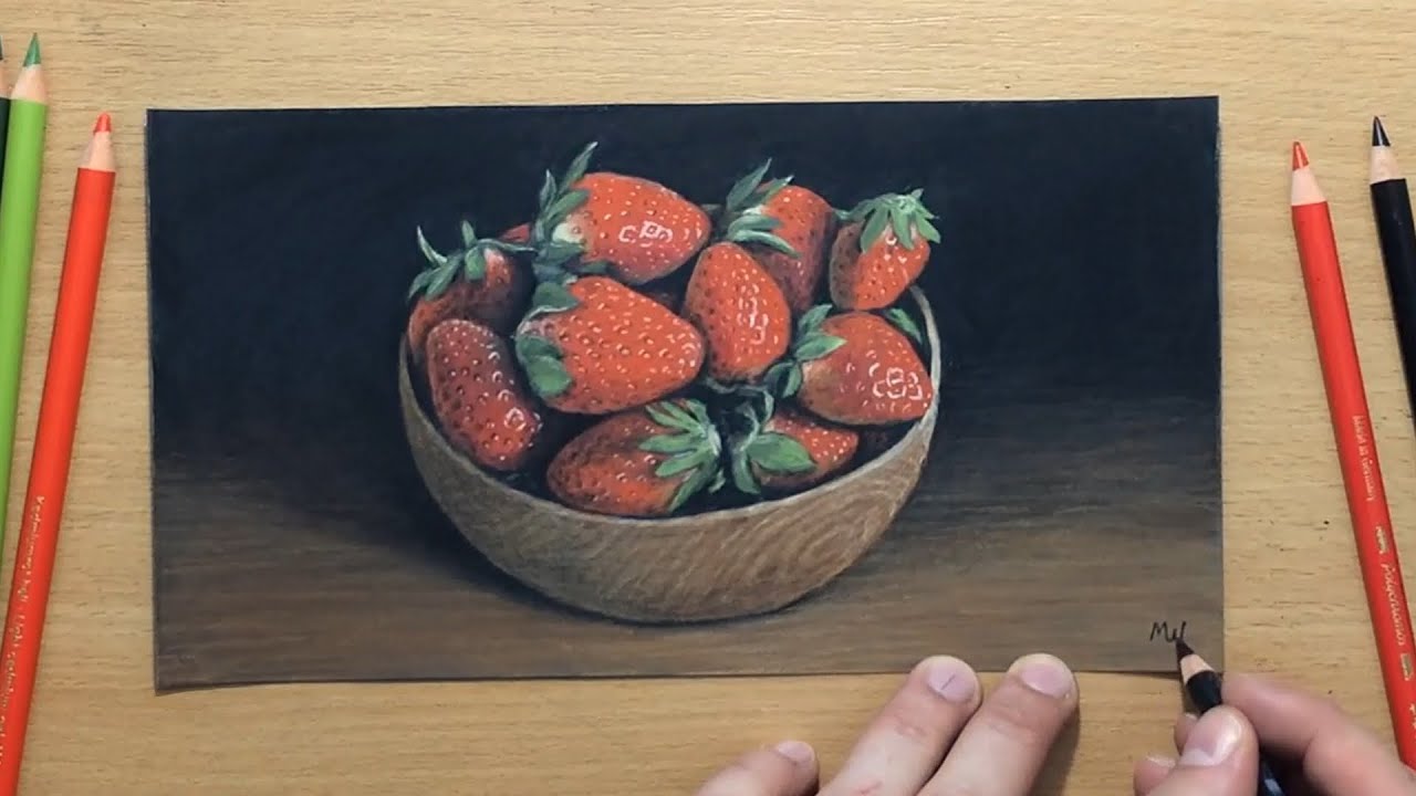Strawberries - Colored Pencil Drawing