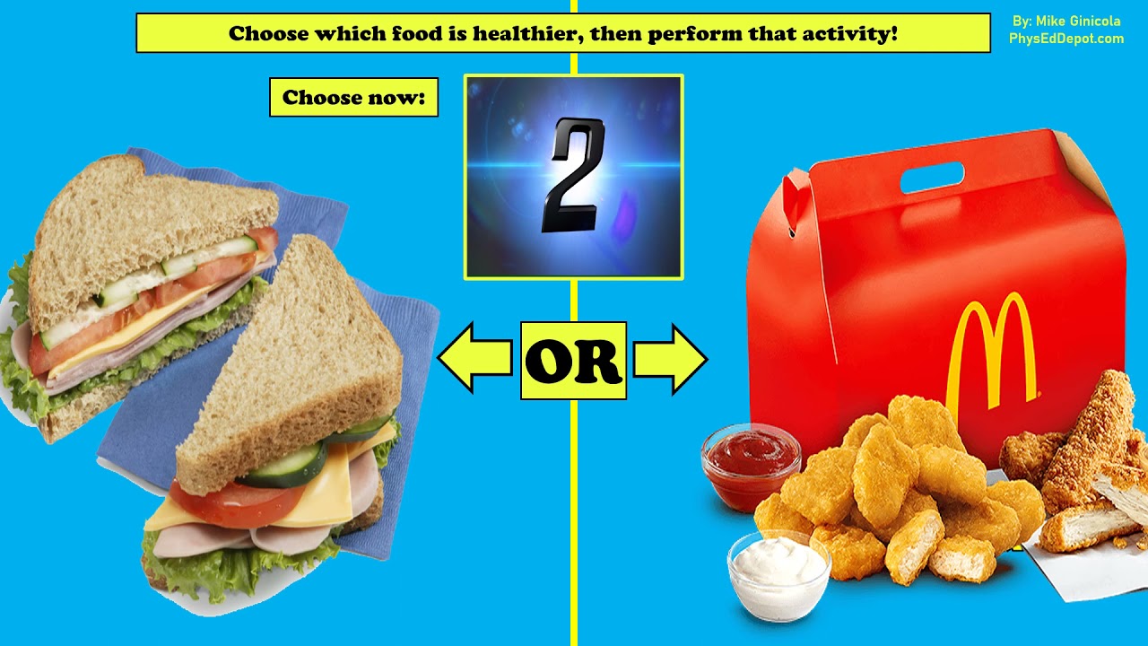 Healthy Food Choice Kids Fitness Challenge Video for PE