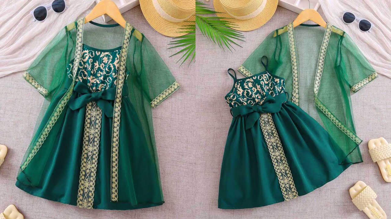 Beautiful Straps Belted Baby Frock With Shrug Cutting and Stitching | Easy and Beautiful Baby Dress