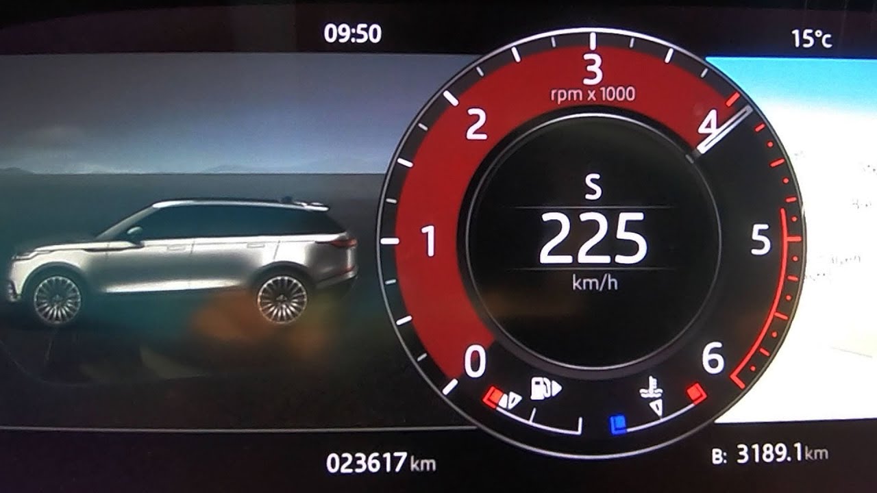 Tachovideo Range Rover Velar D300 (L560) 0-100 kmh kph 0-60 mph Beschleunigung Acceleration