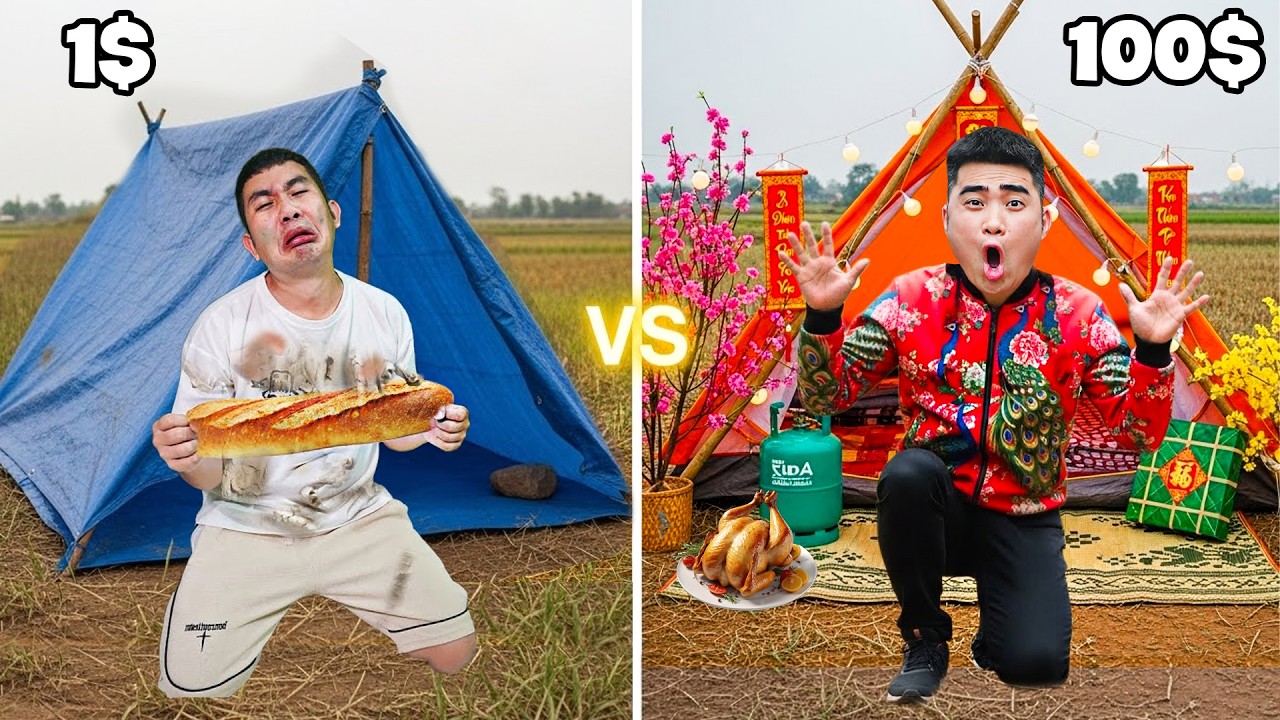 Gấu Đỏ TV - Thử Thách Cắm Trại Mua Sắm Theo Giá Tiền Ngày Tết