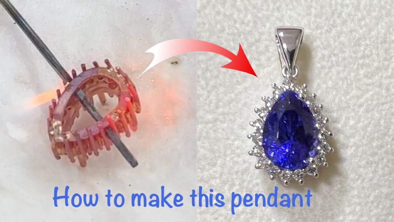 Diana pendant design /White gold Tanzanite and Around Diamond by Handmade