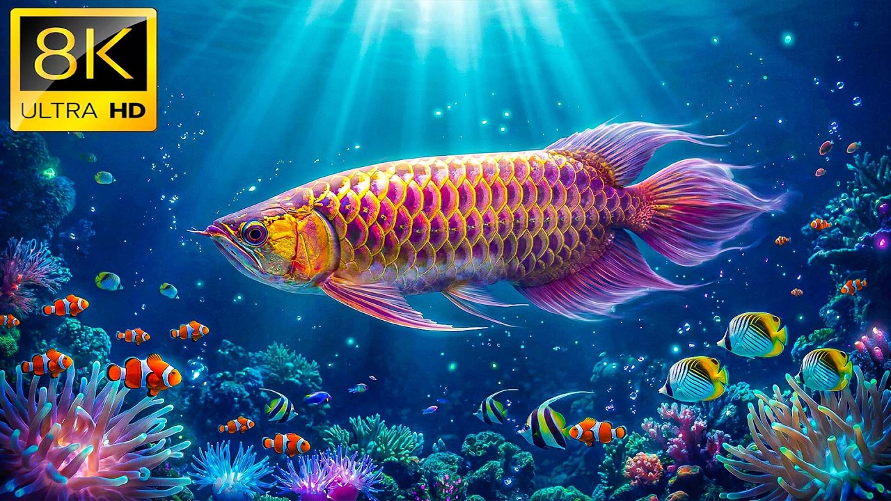 Морская фауна 8K 🌊 | Животные под водой - Легкая расслабляющая музыка #география #россия #2