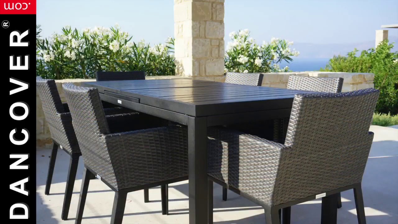 SET DA GIARDINO, MIAMI, 1 TAVOLO + 6 SEDIE, NERO/GRIGIO
