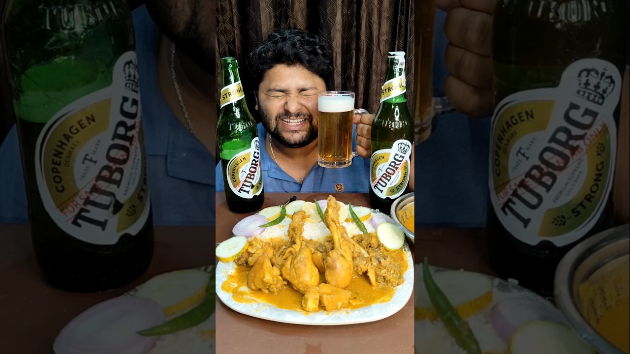 🤤Tuborg Beer🍻🍾Drink With Butter Chicken🐓🍗😋ll