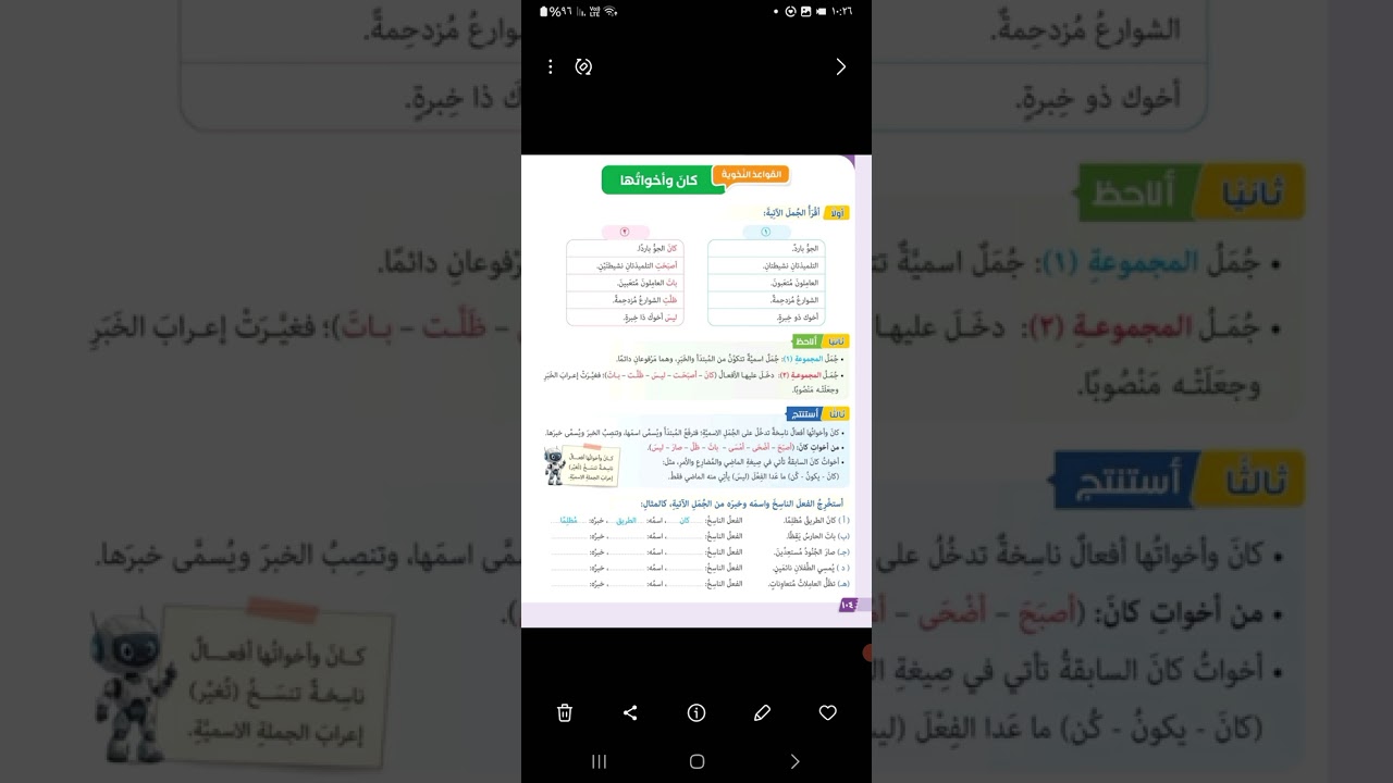 كان وأخواتها/ سادسة/ الفصل الأول