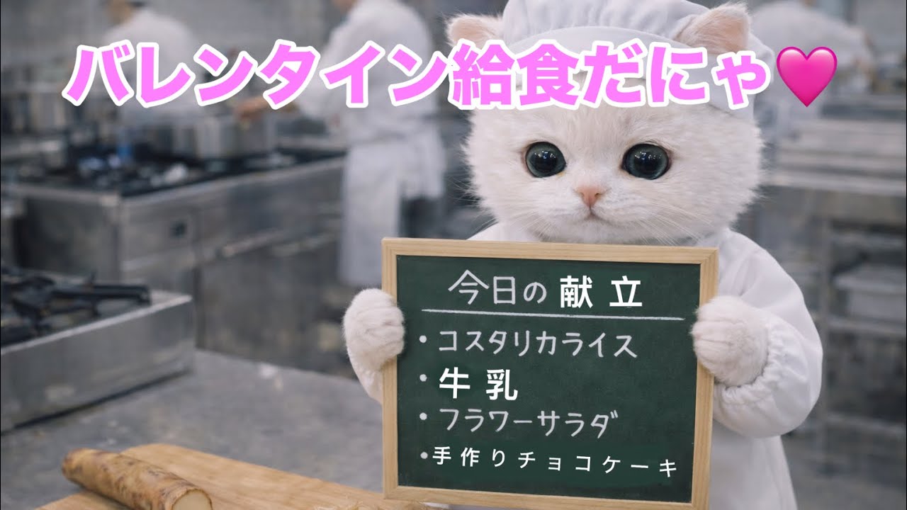 バレンタイン給食だにゃ🐱🩷