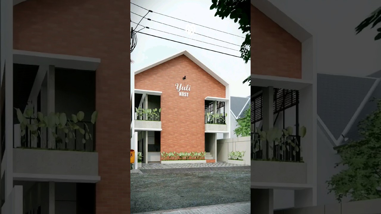 Desain kost 12 pintu di lahan 8m &times; 15m bergaya modern industrial #arsitektur #desainkost #industrial