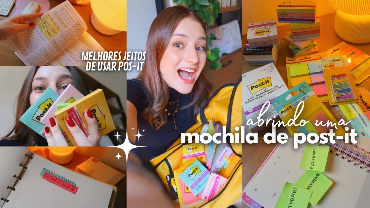 Ganhei uma MOCHILA cheia de post-it 😱 dicas e truques para usar post-it no dia a dia 