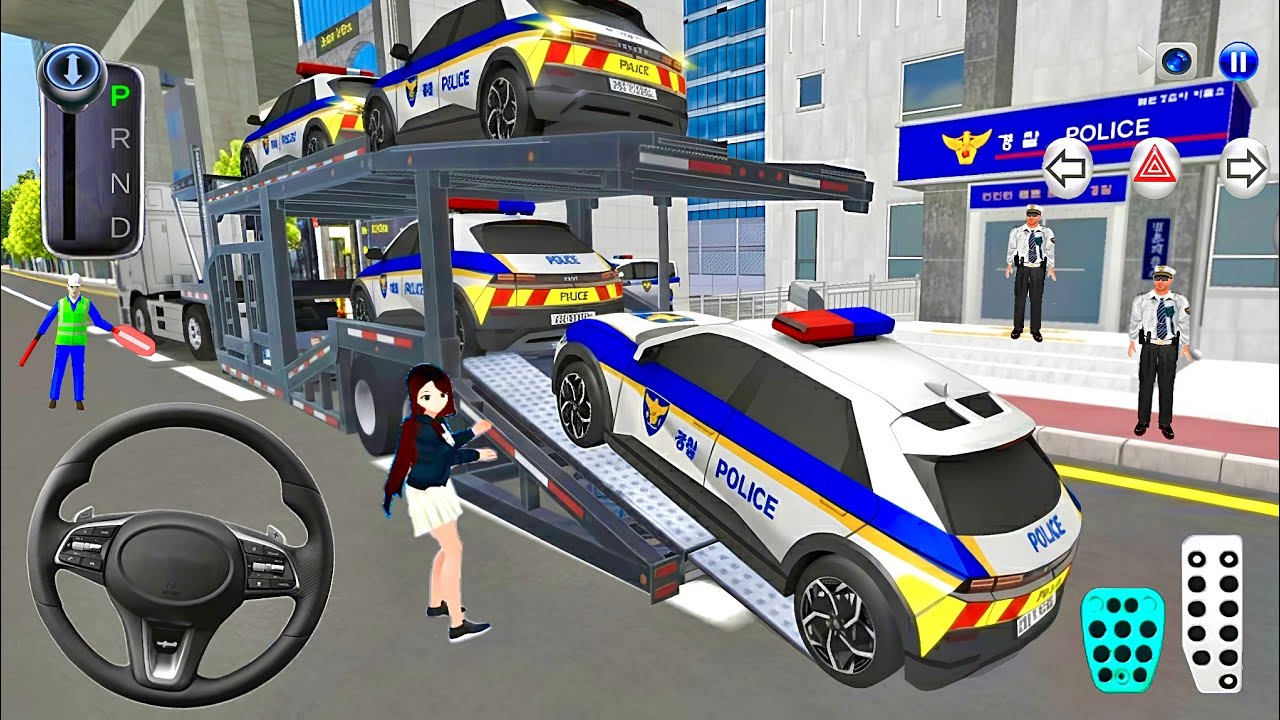 Police Cars Transport For Police Station in Double Decker Truck🚔 3D Driving Class 2025 iOS Gameplay🎮