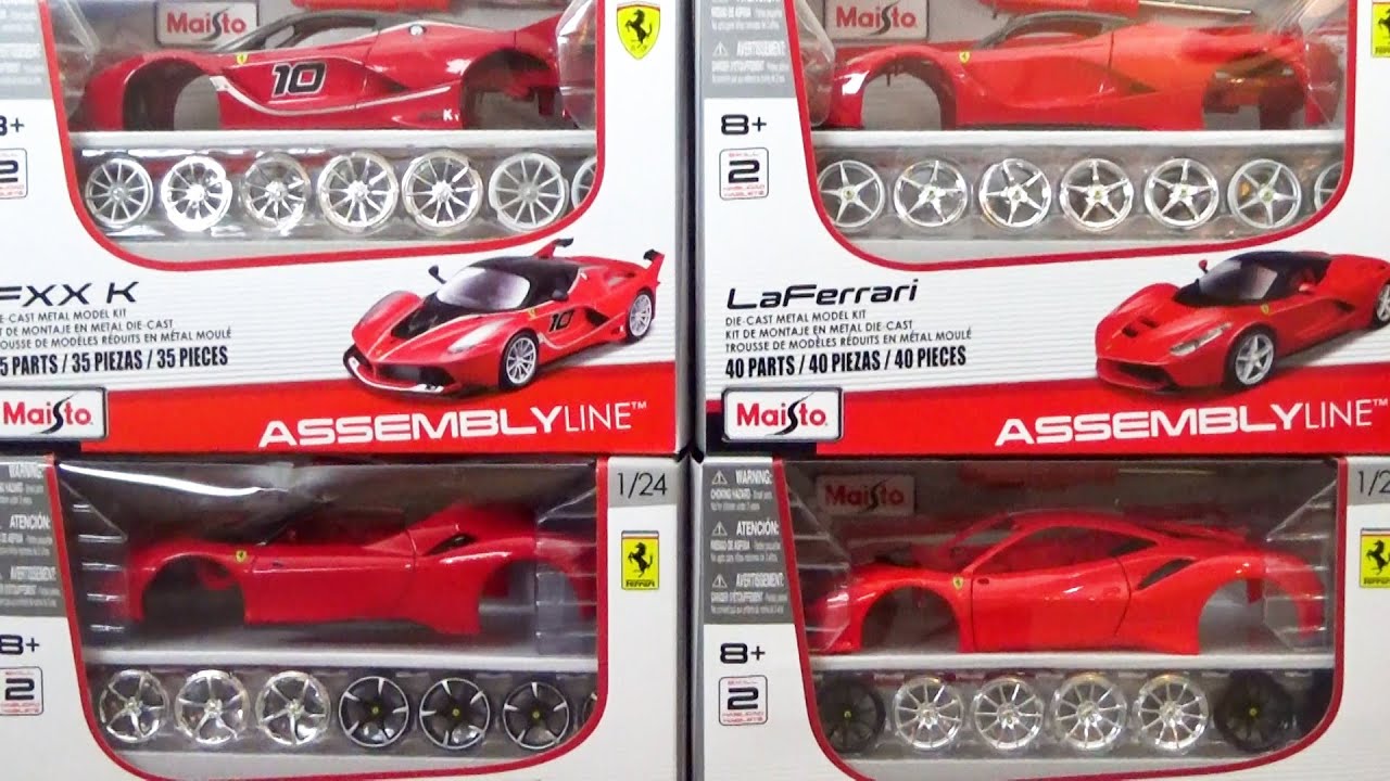 Maisto 1/24 Mini Car Assembly Kit Давайте откроем и соберем 4 Ferrari ♪