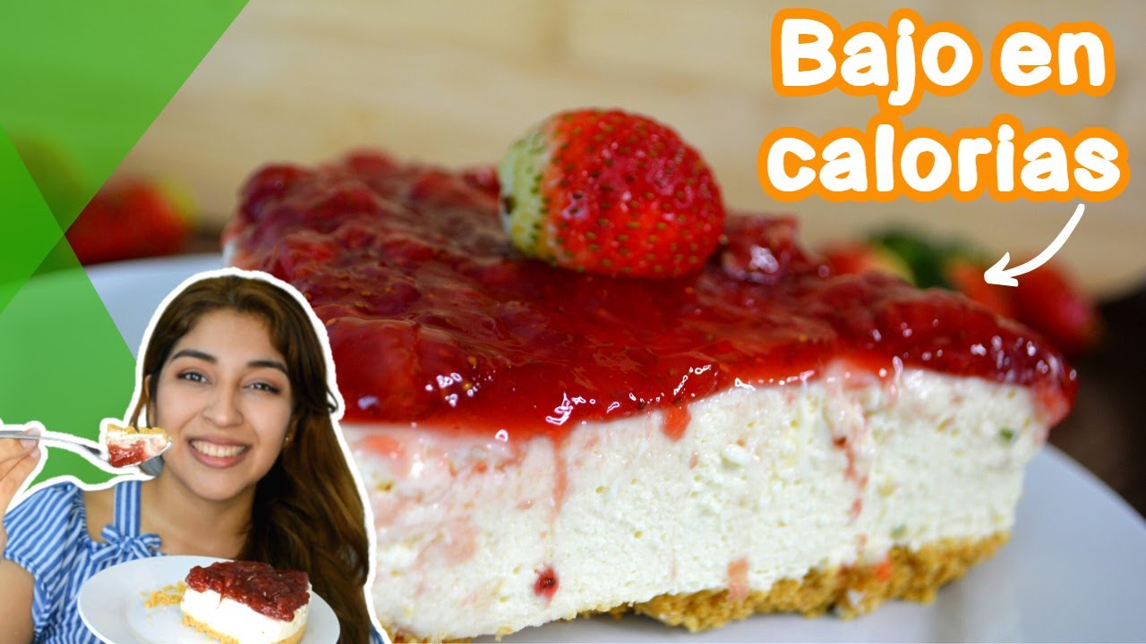 ▶️Como hacer CHEESECAKE de fresa SIN HORNO 🍓 ((SALUDABLE)) Receta FÁCIL