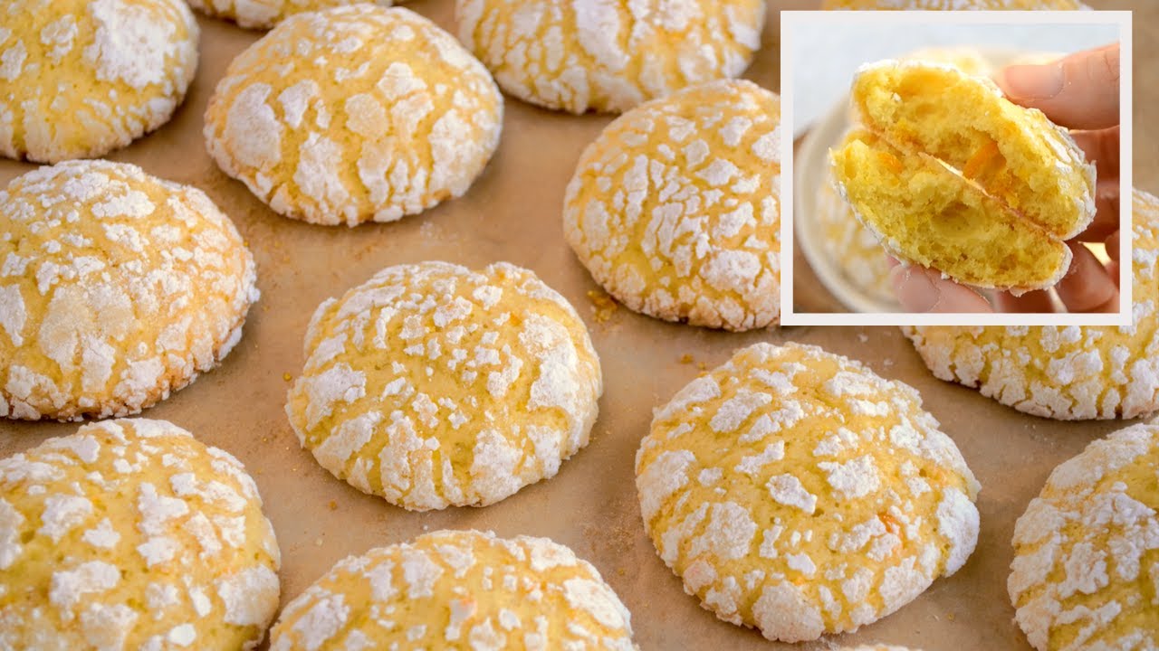 بسكويت العيد بالبرتقال كرنكل كوكيز بمكونات اقتصادية | Orange crinkle cookies 🍊🍪