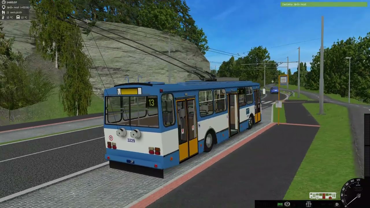 SIMT MHD linka 13 směr rolky trolejbus škoda 14tr
